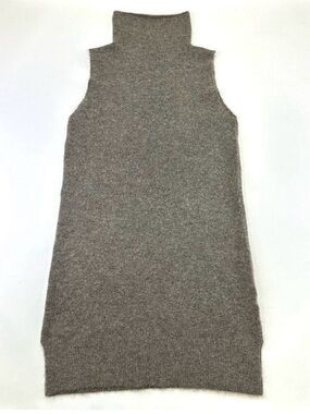Funnel neck alpaca sweater dress Large Aritzia Wilfred Moldovan taupe Italian